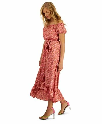 Bar III Women's Off-The-Shoulder Printed Puff-Sleeve Maxi Dress, Created For Macy's 5 Bar III Women's Off-The-Shoulder Printed Puff-Sleeve Maxi Dress, Created For Macy's - Image 3