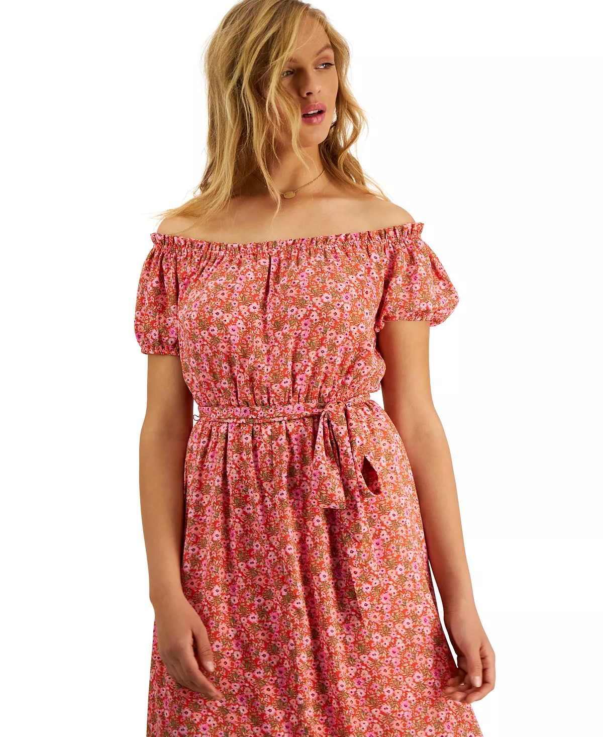 Bar III Women's Off-The-Shoulder Printed Puff-Sleeve Maxi Dress, Created For Macy's 6 Bar III Women's Off-The-Shoulder Printed Puff-Sleeve Maxi Dress, Created For Macy's - Image 4