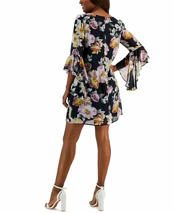 Connected Women's Floral-Print Ruffle-Sleeve Dress 4 Connected Women's Floral-Print Ruffle-Sleeve Dress - Image 2
