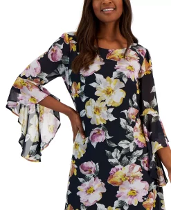 Connected Women's Floral-Print Ruffle-Sleeve Dress 10 Connected Women's Floral-Print Ruffle-Sleeve Dress -Clothing Shop 23220699 fpx