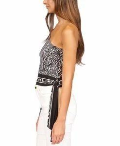 Michael Kors Women's Zebra-Print One-Sleeve Tie Top -Clothing Shop 23261805 fpx