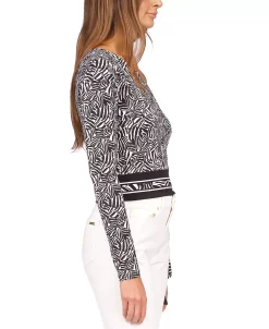 Michael Kors Women's Zebra-Print One-Sleeve Tie Top -Clothing Shop 23261806 fpx
