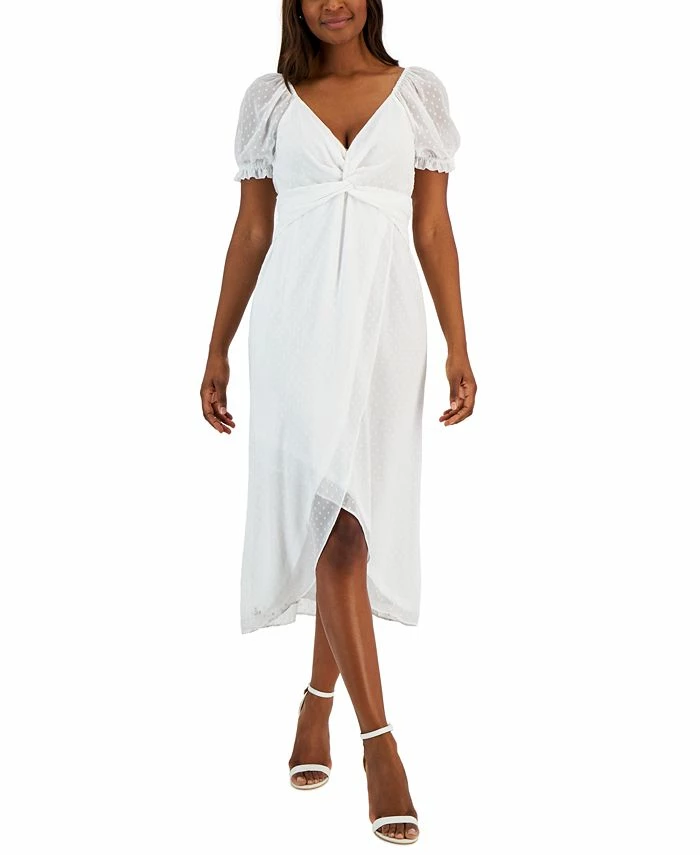 Kasper Women's Twist-Front Puff-Sleeve A-Line Dress 3 Kasper Women's Twist-Front Puff-Sleeve A-Line Dress