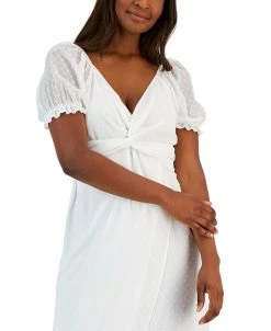 Kasper Women's Twist-Front Puff-Sleeve A-Line Dress 11 Kasper Women's Twist-Front Puff-Sleeve A-Line Dress -Clothing Shop 23275420 fpx