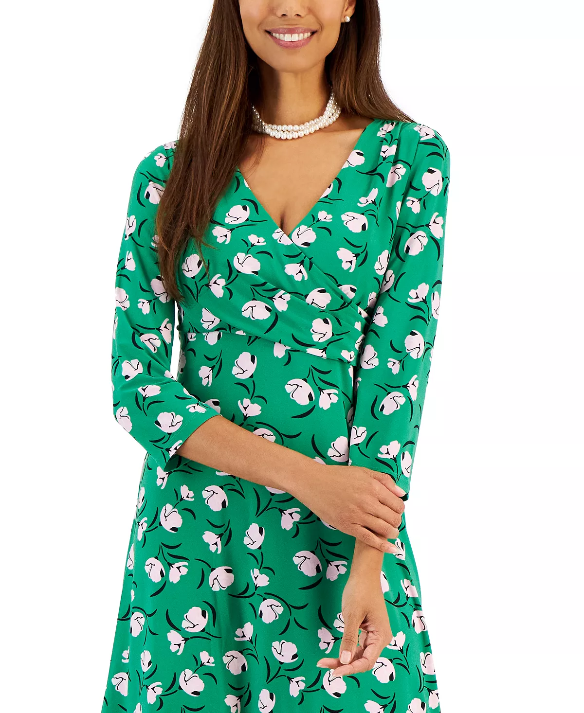 Kasper Women's Maura Printed Surplice-Neck Dress 6 Kasper Women's Maura Printed Surplice-Neck Dress - Image 4