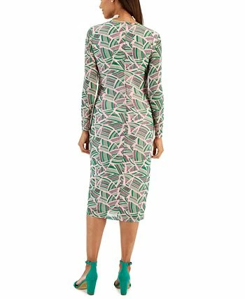 Kasper Women's Side-Pleated Printed Midi Dress 4 Kasper Women's Side-Pleated Printed Midi Dress - Image 2
