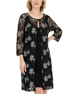 Connected Women's Mesh Elbow-Sleeve Jacket Dress -Clothing Shop 23305234 fpx