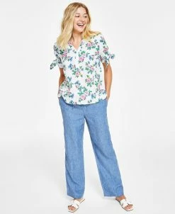 Charter Club Women's Linen Drawstring-Waist Pants, Created For Macy's