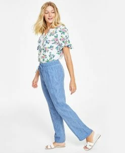 Charter Club Women's Linen Drawstring-Waist Pants, Created For Macy's -Clothing Shop 23306038 fpx