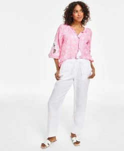 Charter Club Women's Linen Drawstring Pants, Created For Macy's