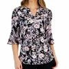 Kasper Women's Floral-Print V-Neck Tiered-Sleeve Top -Clothing Shop 23314733 fpx