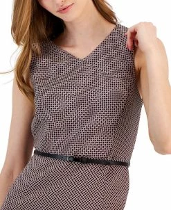 Kasper Women's Link-Print V-Neck Sheath Dress -Clothing Shop 23315289 fpx