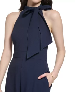 Vince Camuto Women's Signature Stretch Crepe Bow-Neck Halter Jumpsuit -Clothing Shop 23326972 fpx