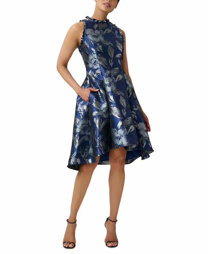 Adrianna Papell Women's Jacquard High-Low Halter Dress 3 Adrianna Papell Women's Jacquard High-Low Halter Dress