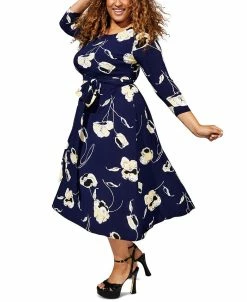 Kasper Plus Size Fit & Flare Boat-Neck Dress 14 Kasper Plus Size Fit & Flare Boat-Neck Dress -Clothing Shop 23338348 fpx
