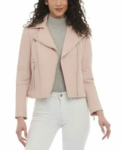 Michael Kors Women's Petite Leather Moto Jacket