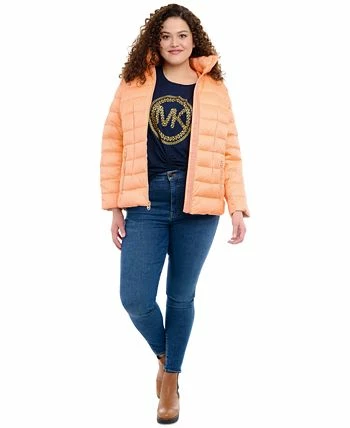Michael Kors Women's Plus Size Hooded Packable Down Shine Puffer Coat, Created For Macy's 4 Michael Kors Women's Plus Size Hooded Packable Down Shine Puffer Coat, Created For Macy's - Image 2
