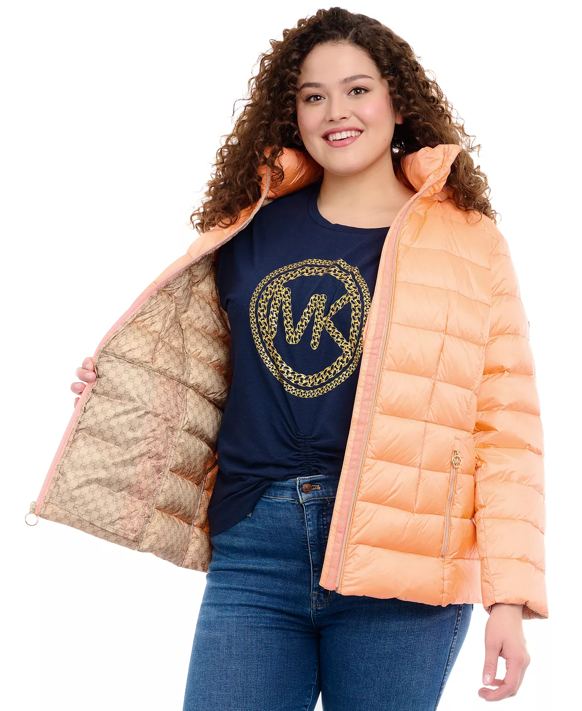 Michael Kors Women's Plus Size Hooded Packable Down Shine Puffer Coat, Created For Macy's 5 Michael Kors Women's Plus Size Hooded Packable Down Shine Puffer Coat, Created For Macy's - Image 3