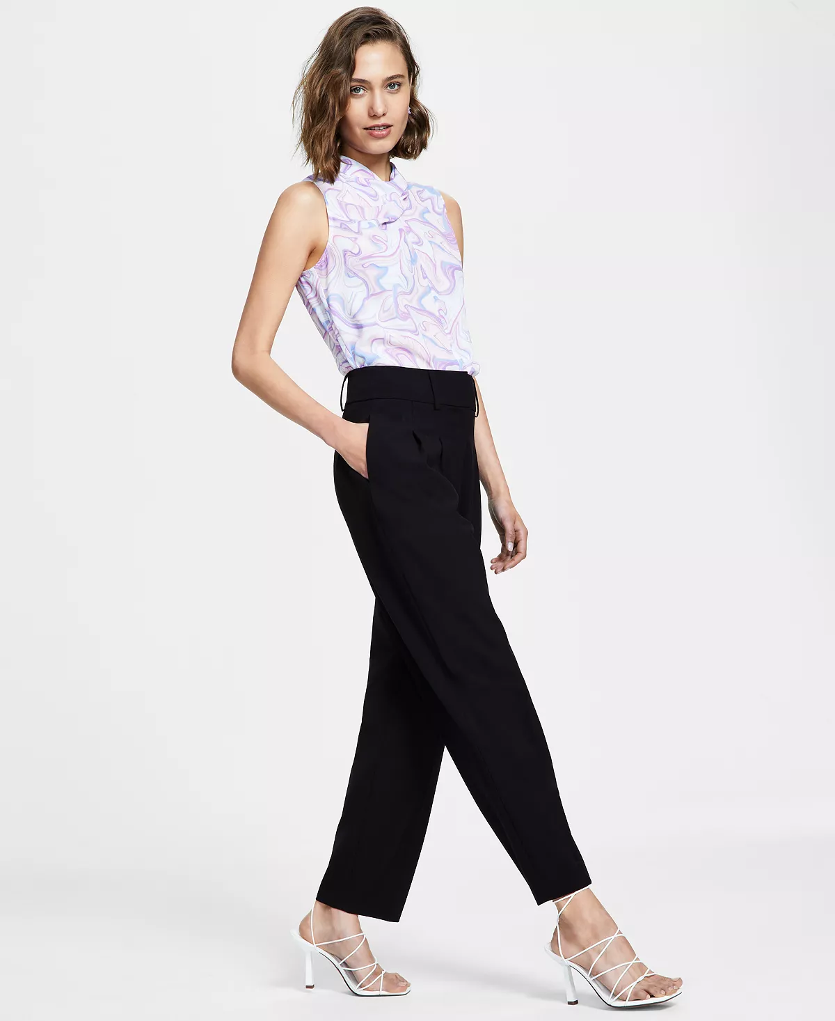 Bar III Women's Bi-Stretch Pleated Straight-Leg Ankle Pants, Created For Macy's 6 Bar III Women's Bi-Stretch Pleated Straight-Leg Ankle Pants, Created For Macy's - Image 4