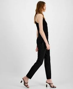 Bar III Women's Button-Detail Mid-Rise Straight-Leg Pants, Created For Macy's 9 Bar III Women's Button-Detail Mid-Rise Straight-Leg Pants, Created For Macy's -Clothing Shop 23359027 fpx