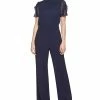 Vince Camuto Women's Ruffled Mixed-Media Jumpsuit -Clothing Shop 23360591 fpx