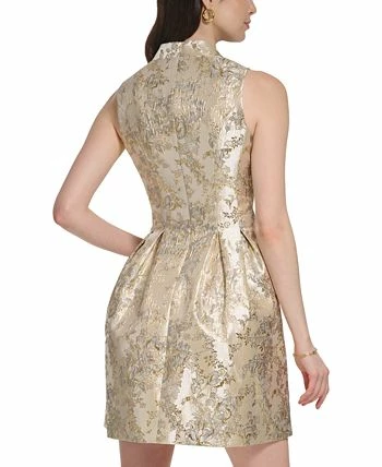 Vince Camuto Women's Jacquard V-Neck Fit & Flare Dress 4 Vince Camuto Women's Jacquard V-Neck Fit & Flare Dress - Image 2