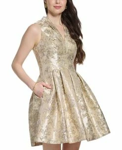 Vince Camuto Women's Jacquard V-Neck Fit & Flare Dress 9 Vince Camuto Women's Jacquard V-Neck Fit & Flare Dress -Clothing Shop 23360634 fpx