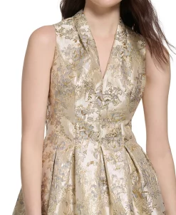 Vince Camuto Women's Jacquard V-Neck Fit & Flare Dress 10 Vince Camuto Women's Jacquard V-Neck Fit & Flare Dress -Clothing Shop 23360635 fpx