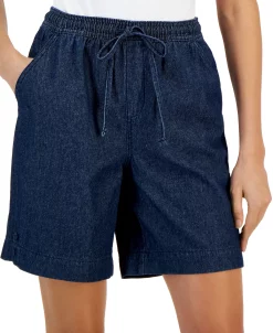 Karen Scott Women's Emilia Relaxed Pull-On Denim Shorts, Created For Macy's -Clothing Shop 23367413 fpx
