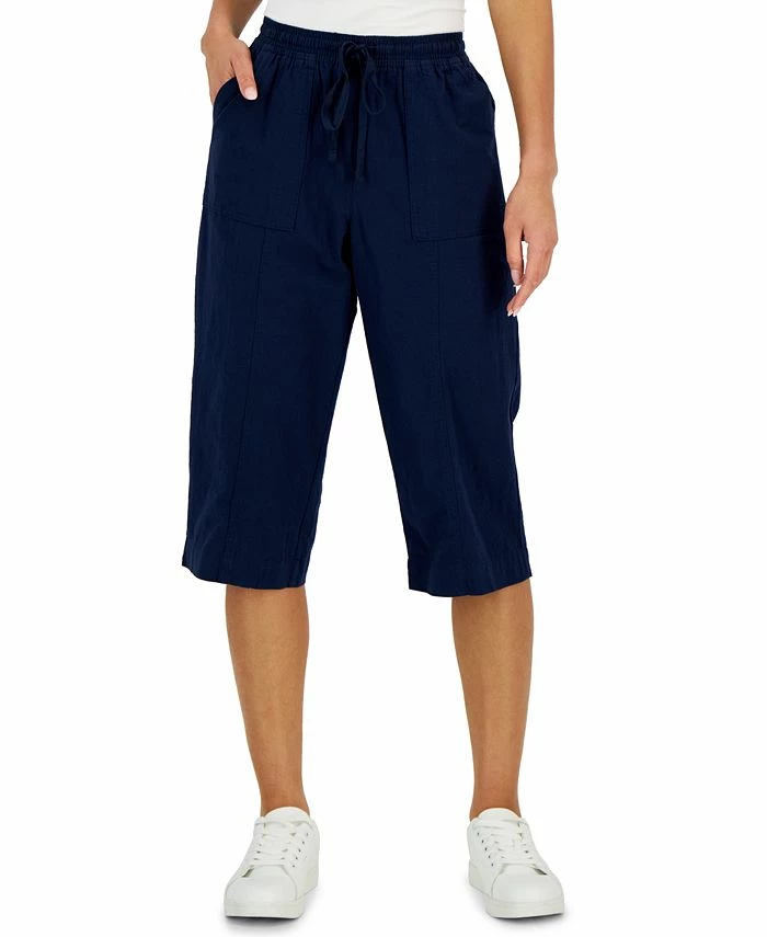 Karen Scott Women's Quinn Cotton Pull-On Capri Pants, Created For Macy's 3 Karen Scott Women's Quinn Cotton Pull-On Capri Pants, Created For Macy's