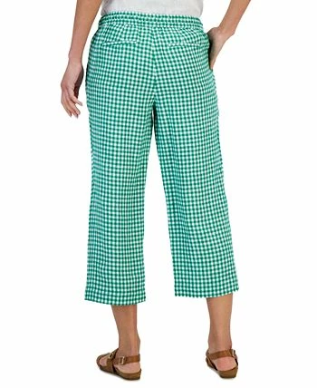 Charter Club Women's Linen Gingham Cropped Pull-On Pants, Created For Macy's 4 Charter Club Women's Linen Gingham Cropped Pull-On Pants, Created For Macy's - Image 2