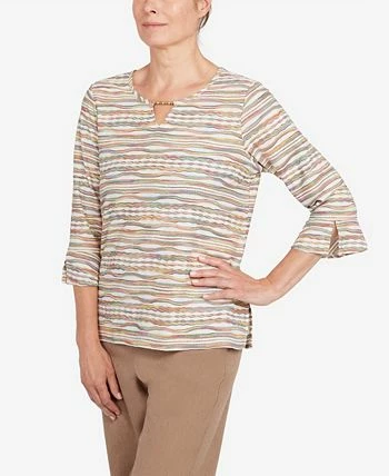 Alfred Dunner Women's Stonehenge Crewneck 3/4 Sleeve Top With Removable Necklace 5 Alfred Dunner Women's Stonehenge Crewneck 3/4 Sleeve Top With Removable Necklace - Image 3