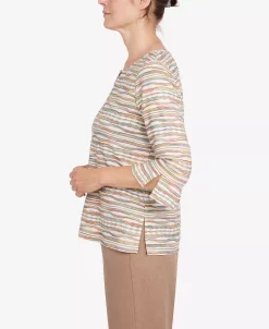 Alfred Dunner Women's Stonehenge Crewneck 3/4 Sleeve Top With Removable Necklace 10 Alfred Dunner Women's Stonehenge Crewneck 3/4 Sleeve Top With Removable Necklace -Clothing Shop 23371893 fpx