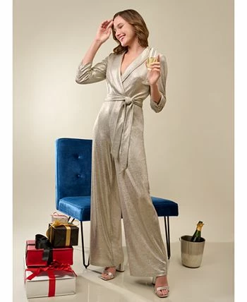 Adrianna Papell Women's Metallic Wide-Leg Jumpsuit 5 Adrianna Papell Women's Metallic Wide-Leg Jumpsuit - Image 3
