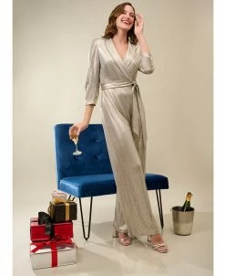 Adrianna Papell Women's Metallic Wide-Leg Jumpsuit