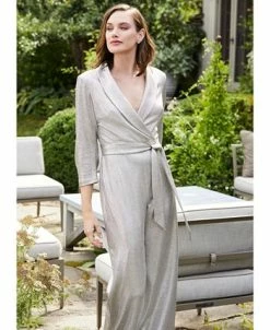Adrianna Papell Women's Metallic Wide-Leg Jumpsuit 16 Adrianna Papell Women's Metallic Wide-Leg Jumpsuit -Clothing Shop 23378097 fpx