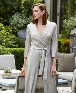 Adrianna Papell Women's Metallic Wide-Leg Jumpsuit 18 Adrianna Papell Women's Metallic Wide-Leg Jumpsuit -Clothing Shop 23378099 fpx