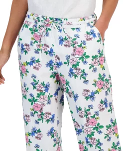 Charter Club Women's Linen Floral Cropped Pants, Created For Macy's -Clothing Shop 23379554 fpx