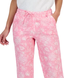 Charter Club Women's Linen Toile-Print Pull-On Pants, Created For Macy's -Clothing Shop 23379557 fpx