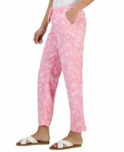 Charter Club Women's Linen Toile-Print Pull-On Pants, Created For Macy's -Clothing Shop 23379558 fpx