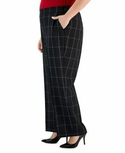 Kasper Plus Size Mid-Rise Pull-On Plaid Pants -Clothing Shop 23387364 fpx
