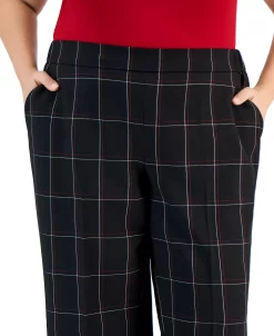 Kasper Plus Size Mid-Rise Pull-On Plaid Pants -Clothing Shop 23387370 fpx