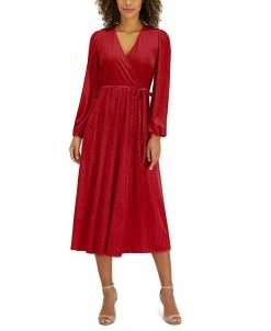 INC International Concepts Women's Faux-Wrap Velour Dress, Created For Macy's