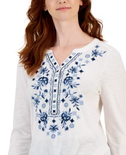 Style & Co Women's Cotton Embroidered Shirt, Created For Macy's -Clothing Shop 23412083 fpx
