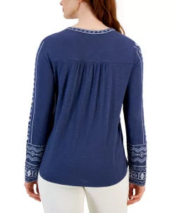 Style & Co Women's Cotton Embroidered Shirt, Created For Macy's -Clothing Shop 23412166 fpx