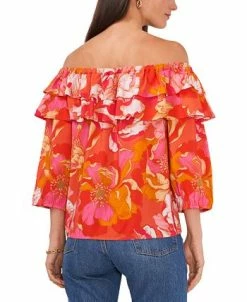 Vince Camuto Women's Printed Ruffled Off-the-Shoulder Top -Clothing Shop 23441075 fpx