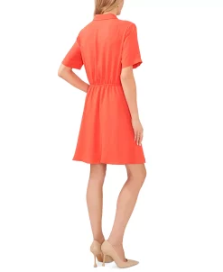 Vince Camuto Women's Split-Neck Collared Wrap Dress 11 Vince Camuto Women's Split-Neck Collared Wrap Dress -Clothing Shop 23441182 fpx