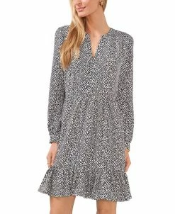 Vince Camuto Women's Split Neck Long Sleeve Dress