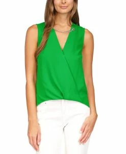 Michael Kors Women's Crepe Chain Faux-Wrap Top