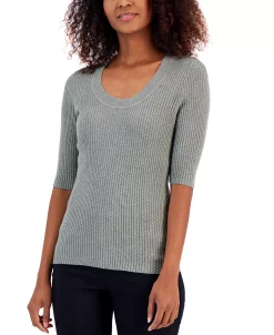 Alfani Women's Ribbed Elbow-Sleeve Sweater, Created For Macy's -Clothing Shop 23541978 fpx